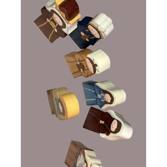 Wooden Nativity Set With Hand-Painted Figurines - Picture 2 of 14